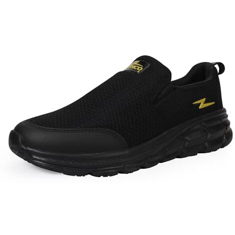 ATHCO Men's Oxyflo Black Golden Running Shoes_09 UK (ATHST-55)