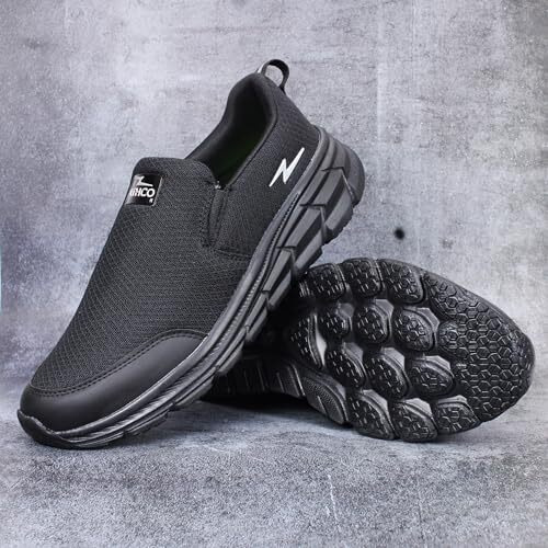 ATHCO Men's Oxyflo Black Silver Running Shoes_10 UK (ATHST-55)