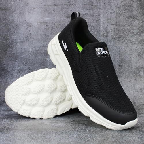 ATHCO Men's Oxyflo Black White Running Shoes_08 UK (ATHST-55)