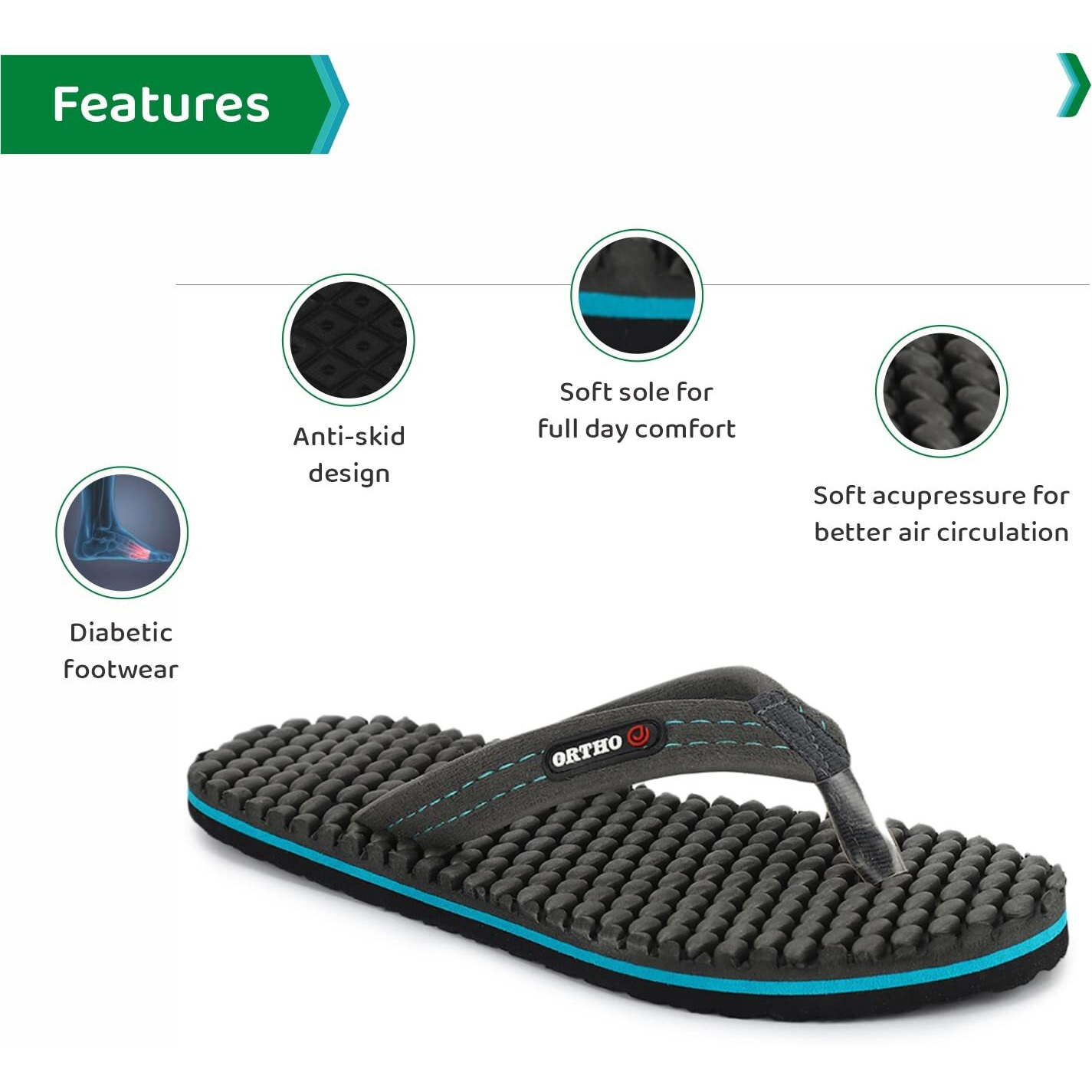 ORTHO JOY House Slipper for Women's Care | Orthopaedic | Diabetic | Acupressure | Comfortable | MCR | Flip Flop Ladies and Girl's Home for Daily Use