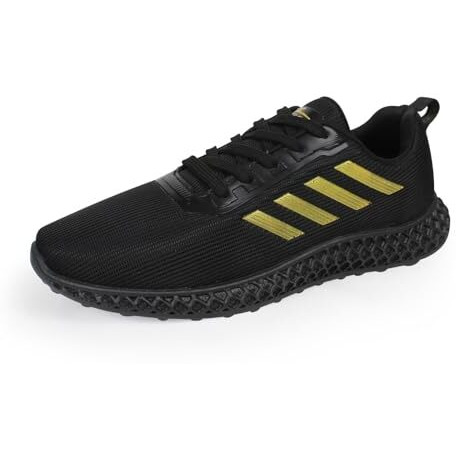 ATHCO Men's Kandy Black Golden Running Shoes_10 UK (ATHDIP-1)
