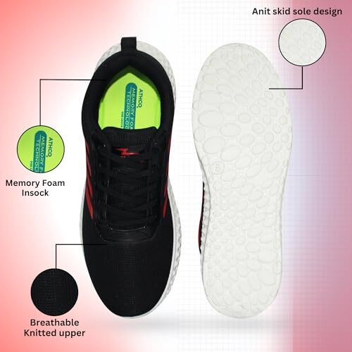 ATHCO Men's Kandy Black-White Running Shoes_07 UK (ATHDIP-1)