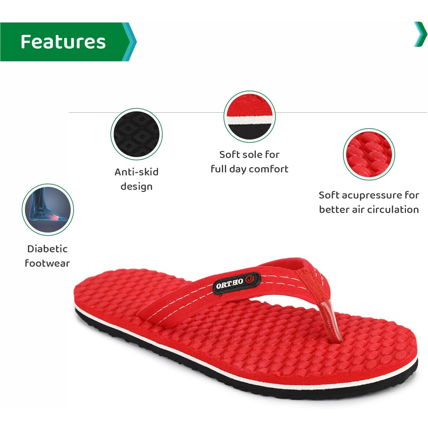 ORTHO JOY House Slipper for Women's Care | Orthopaedic | Diabetic | Acupressure | Comfortable | MCR | Flip Flop Ladies and Girl's Home for Daily Use