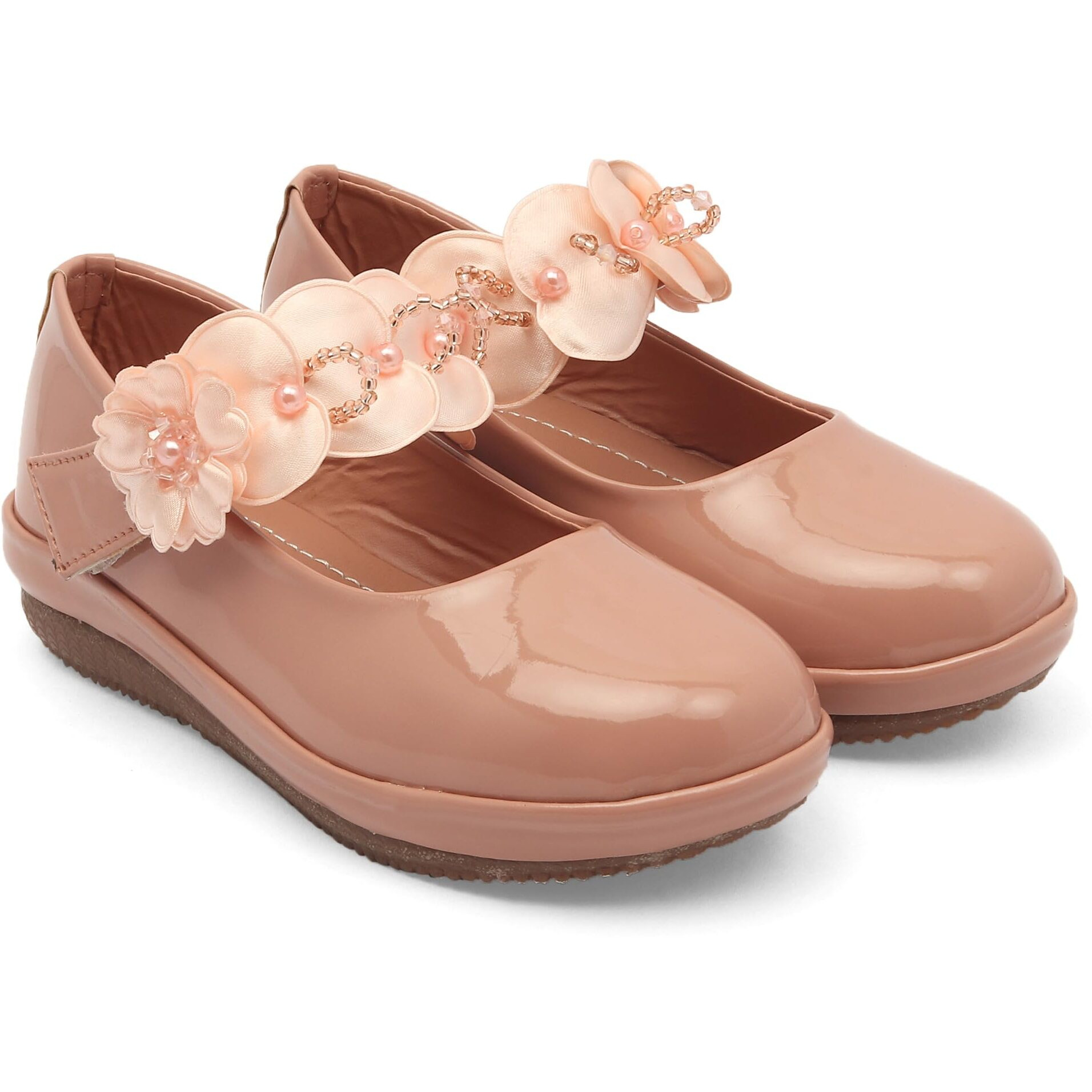 SIYA Freeplay Strap Ballerinas for Girls (Brown)
