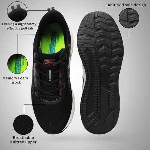 ATHCO Men's Rodeo Black Running Shoes_07 UK (ATHST-44)