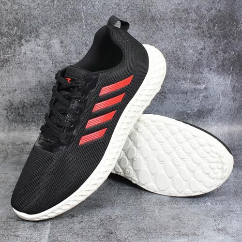 ATHCO Men's Kandy Black-White Running Shoes_10 UK (ATHDIP-1)