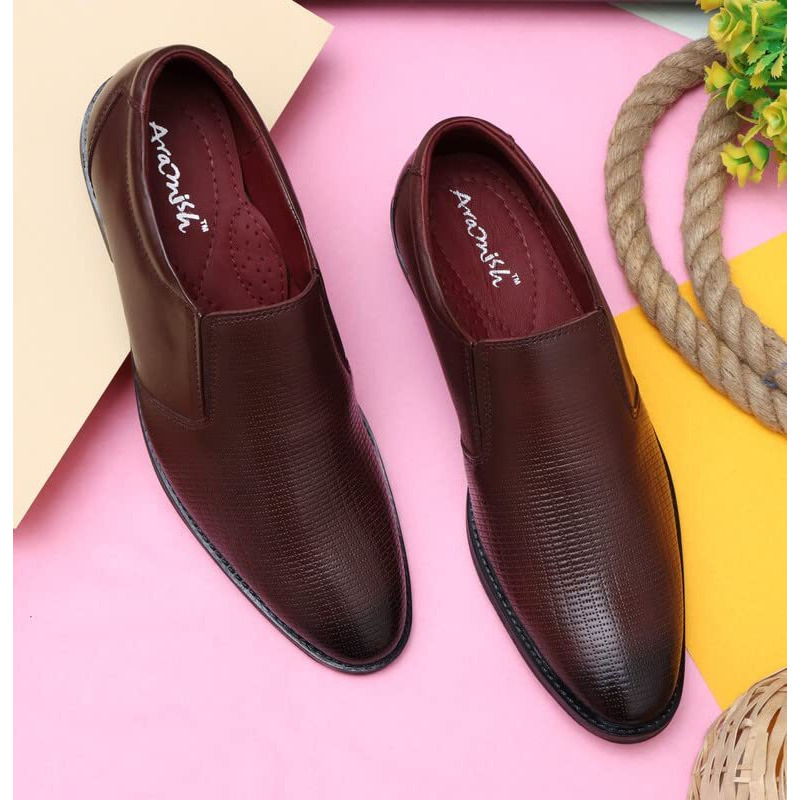 ARAMISH Brown Pure Leather Moccasin Formal Shoes for Men - 10 UK