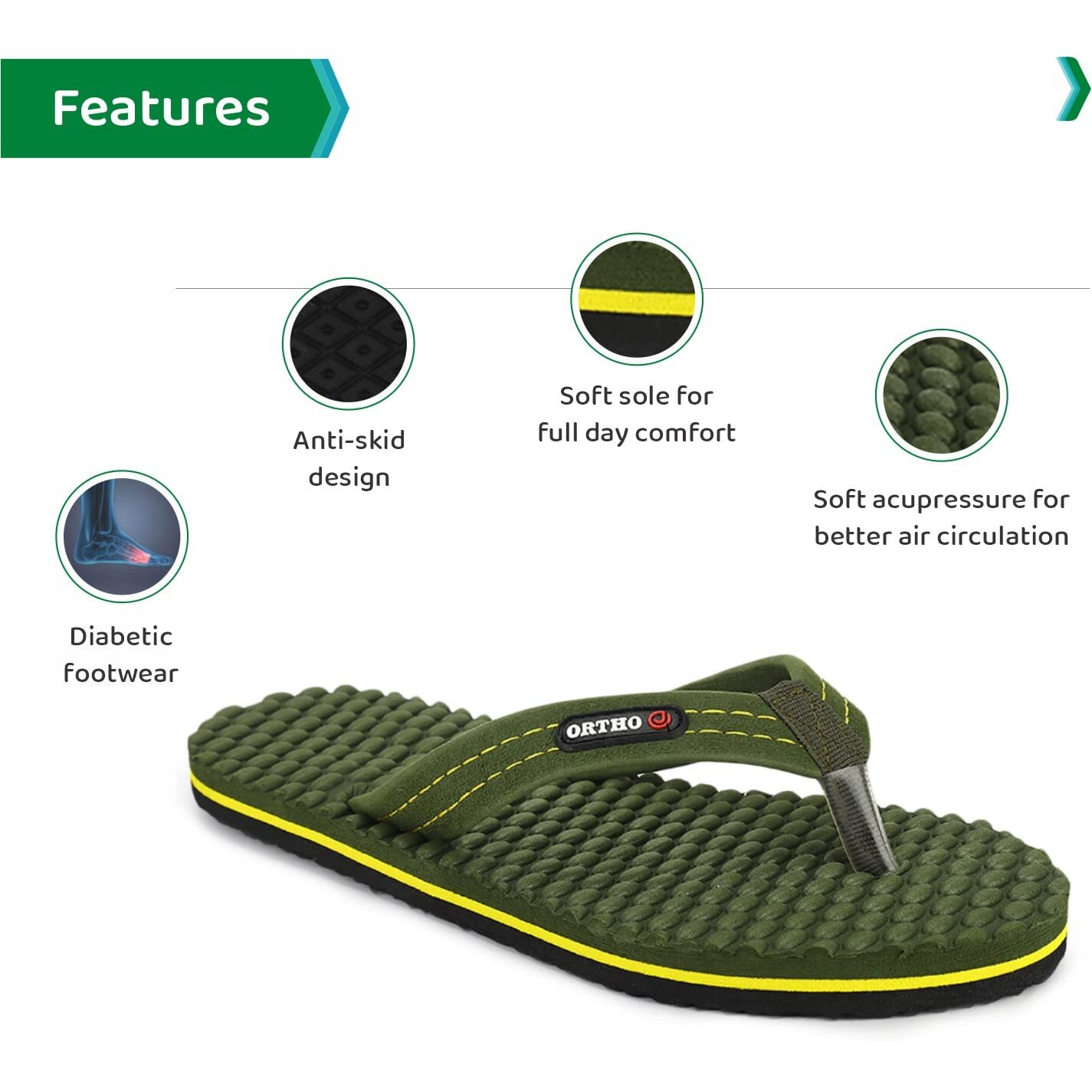 ORTHO JOY House Slipper for Women's Care | Orthopaedic | Diabetic | Acupressure | Comfortable | MCR | Flip Flop Ladies and Girl's Home for Daily Use