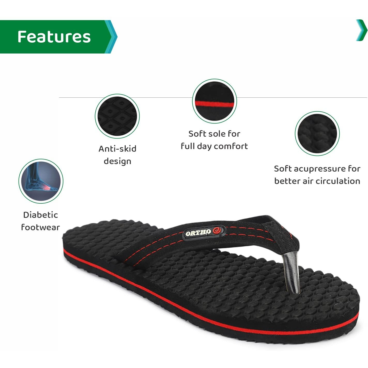ORTHO JOY House Slipper for Women's Care | Orthopaedic | Diabetic | Acupressure | Comfortable | MCR | Flip Flop Ladies and Girl's Home for Daily Use