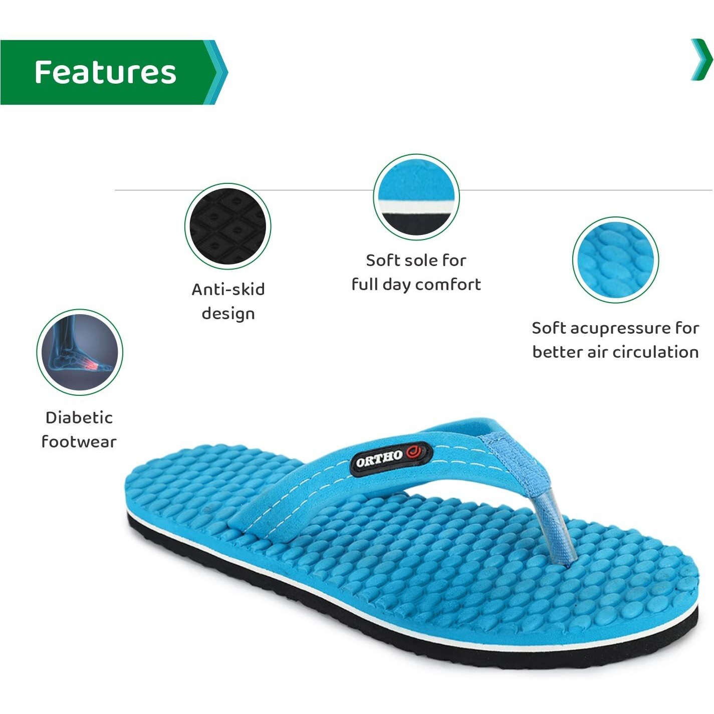 ORTHO JOY House Slipper for Women's Care | Orthopaedic | Diabetic | Acupressure | Comfortable | MCR | Flip Flop Ladies and Girl's Home for Daily Use