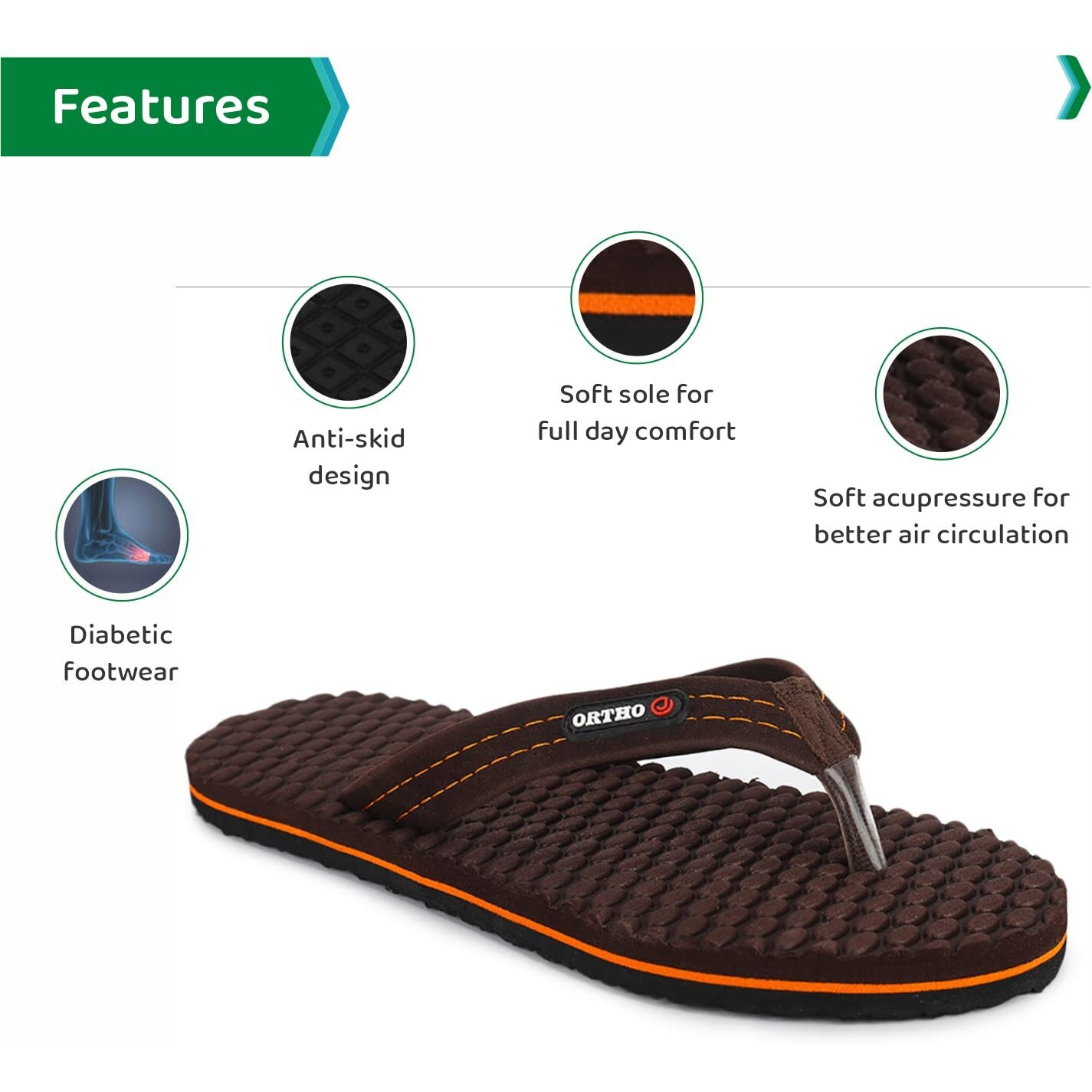ORTHO JOY House Slipper for Women's Care | Orthopaedic | Diabetic | Acupressure | Comfortable | MCR | Flip Flop Ladies and Girl's Home for Daily Use