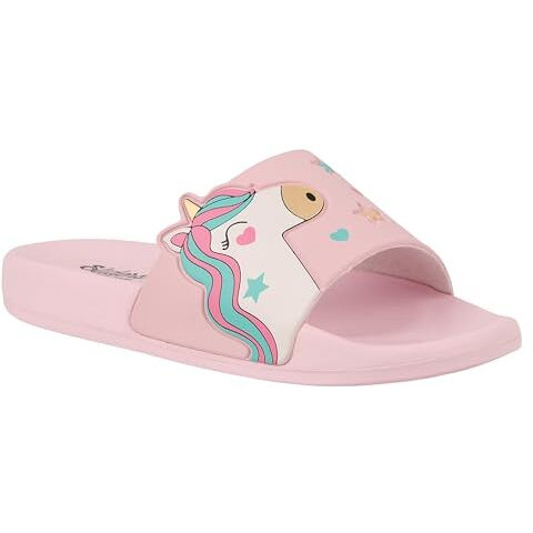 WELCOME Unisex-Child Kids Flip-Flop Soft Comfortable Indoor & Outdoor Slippers Stylish Non-Slip Slide Home Casual Chappals For Boys & Girls, K-FANDOM-PINK_8