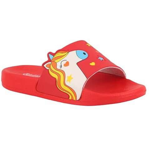 WELCOME Unisex-Child Kids Flip-Flop Soft Comfortable Indoor & Outdoor Slippers Stylish Non-Slip Slide Home Casual Chappals For Boys & Girls, K-FANDOM-RED_8