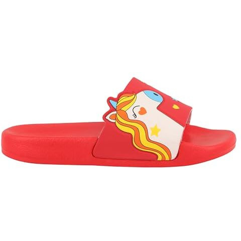 WELCOME Unisex-Child Kids Flip-Flop Soft Comfortable Indoor & Outdoor Slippers Stylish Non-Slip Slide Home Casual Chappals For Boys & Girls, K-FANDOM-RED_8