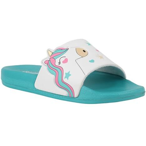 WELCOME Unisex-Child Kids Flip-Flop Soft Comfortable Indoor & Outdoor Slippers Stylish Non-Slip Slide Home Casual Chappals For Boys & Girls, K-FANDOM-AQUA_11