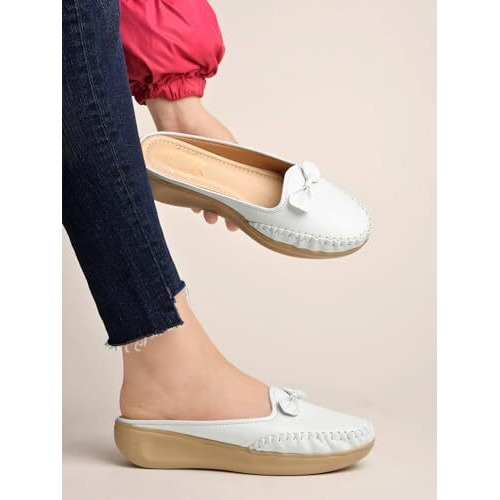 Shoetopia Women's Stiletto Heel Loafers White-EU40 /UK7