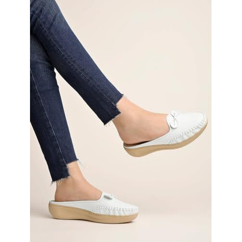 Shoetopia Women's Stiletto Heel Loafers White-EU40 /UK7
