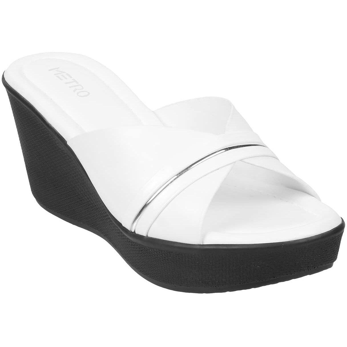 Metro Women Wedge Heel Fashion Slip-on White UK/4 EU/37 (34-122)