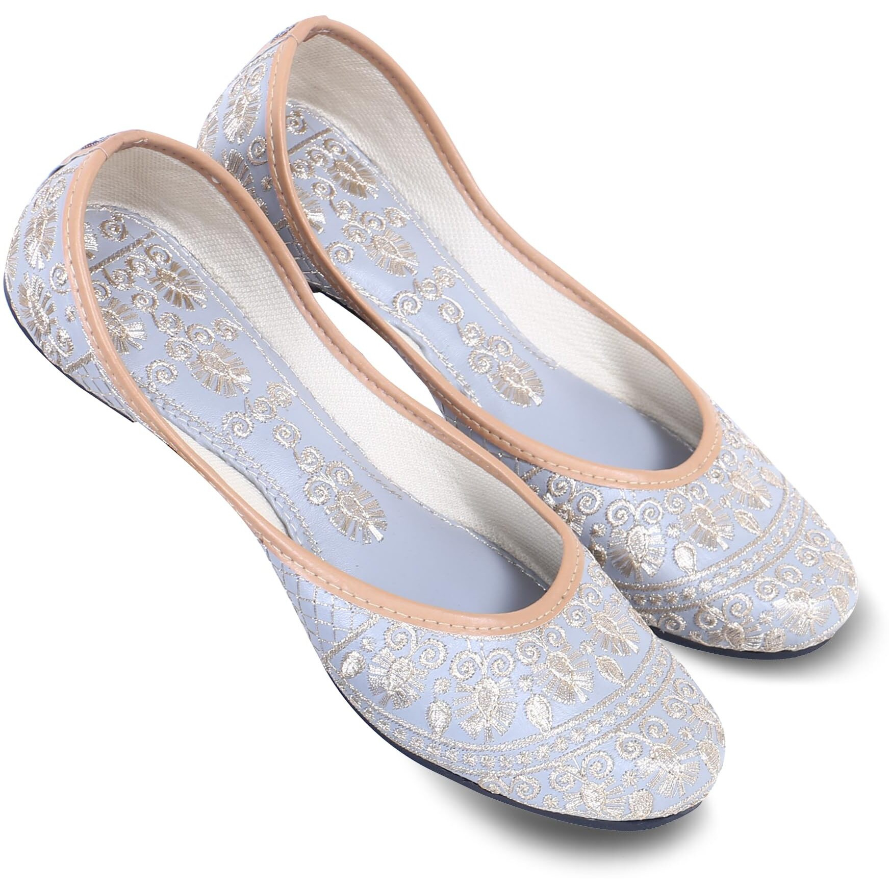 DFR Woman Embroidered Punjabi Mojari Jutti Juti for Women Shoe, Color GREY2 | UK Size 9