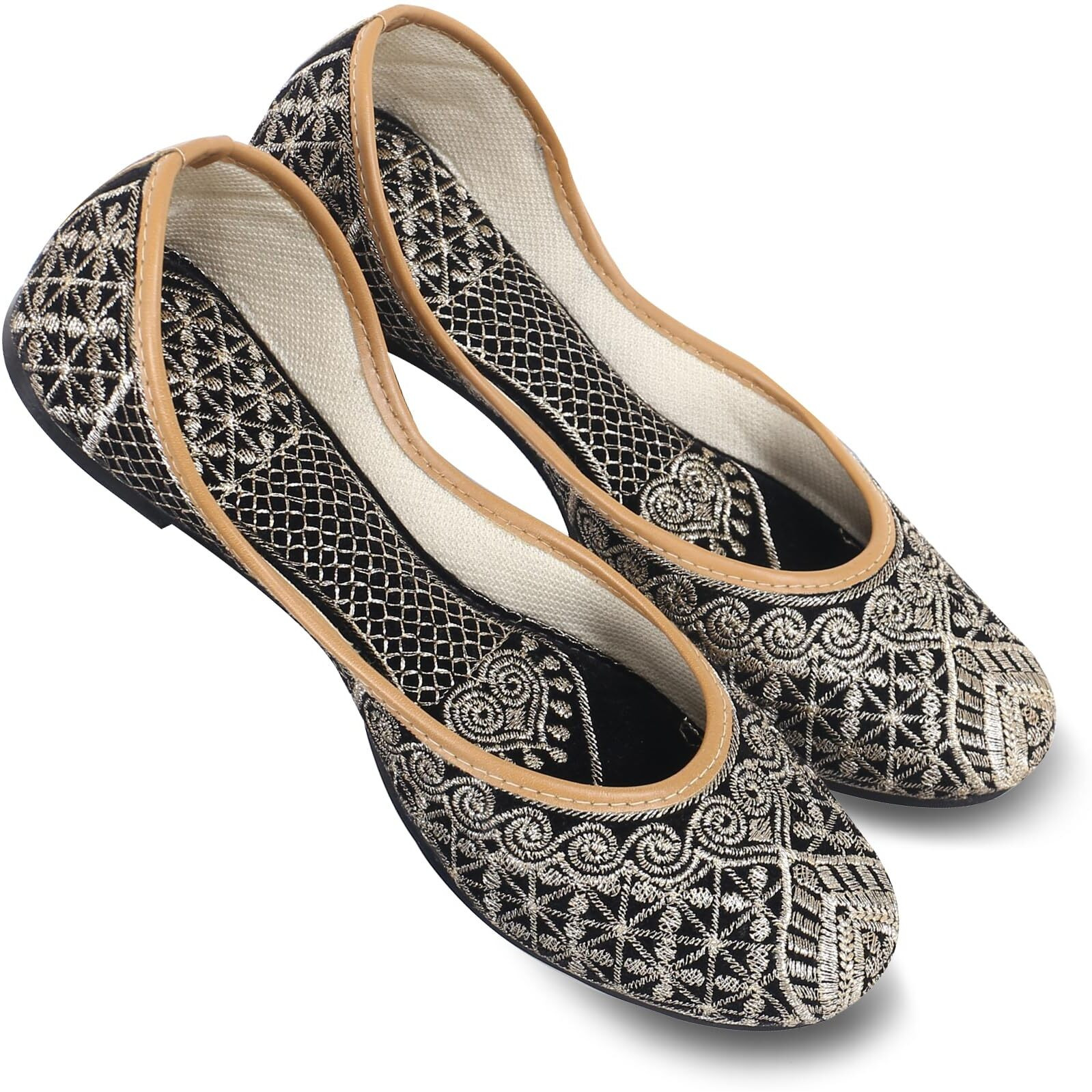 DFR Woman Embroidered Punjabi Mojari Jutti Juti for Women Shoe, Color BLACK6 | UK Size 9