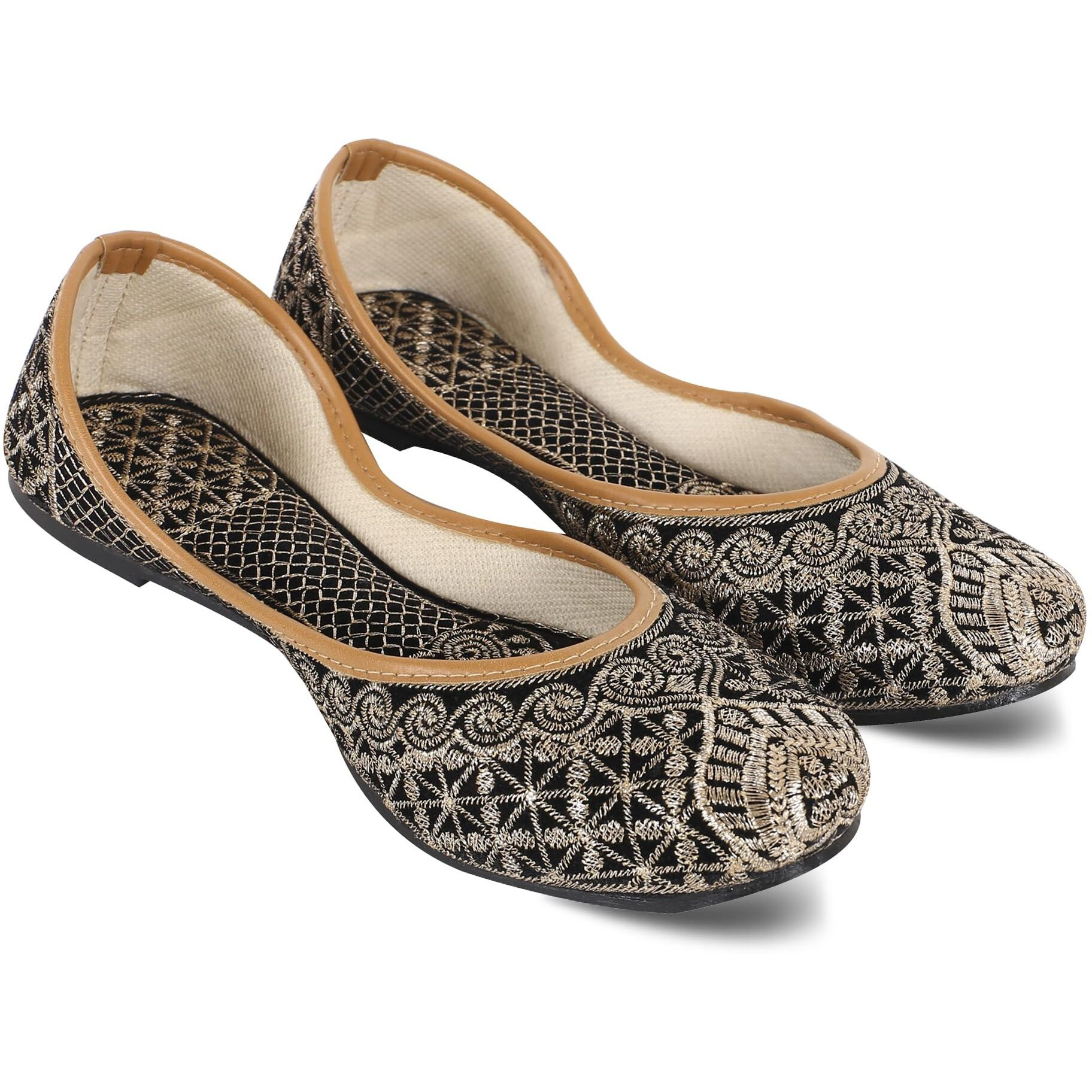 DFR Woman Embroidered Punjabi Mojari Jutti Juti for Women Shoe, Color BLACK6 | UK Size 9
