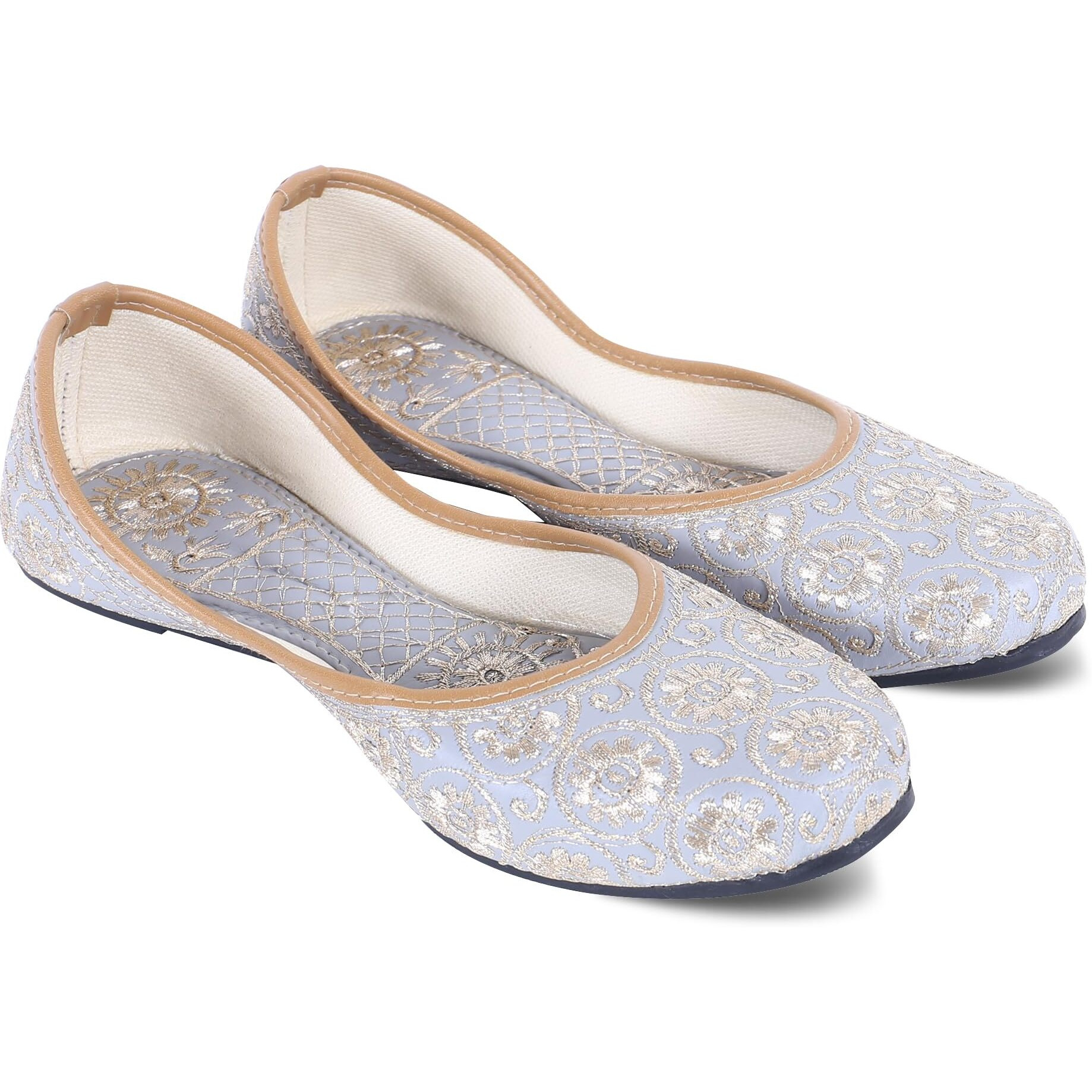 DFR Woman Embroidered Punjabi Mojari Jutti Juti for Women Shoe, Color GREY1 | UK Size 5