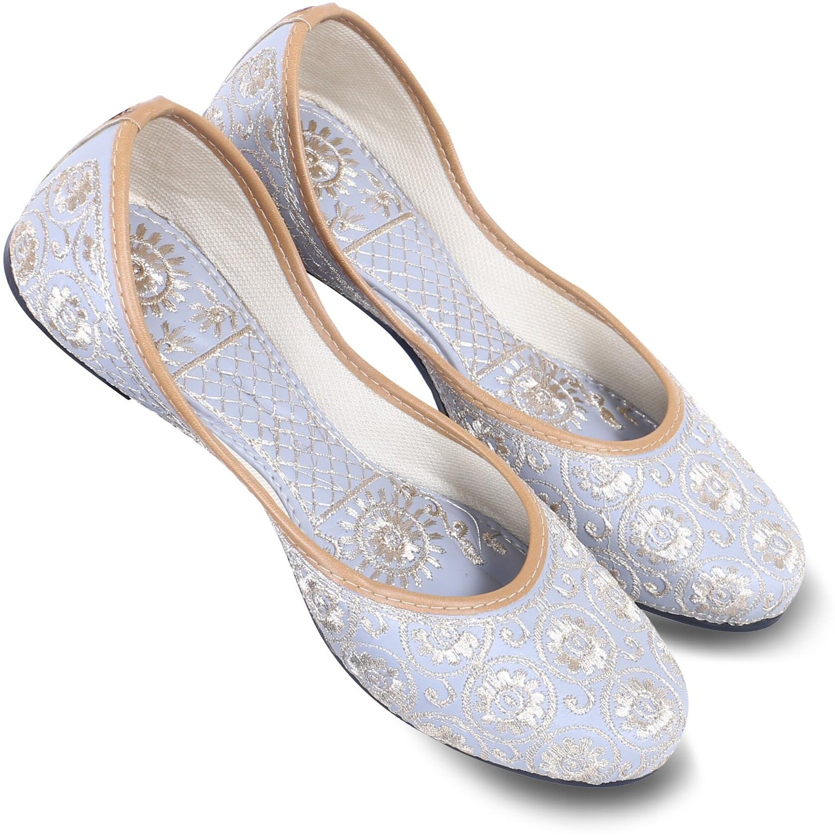 DFR Woman Embroidered Punjabi Mojari Jutti Juti for Women Shoe, Color GREY1 | UK Size 4