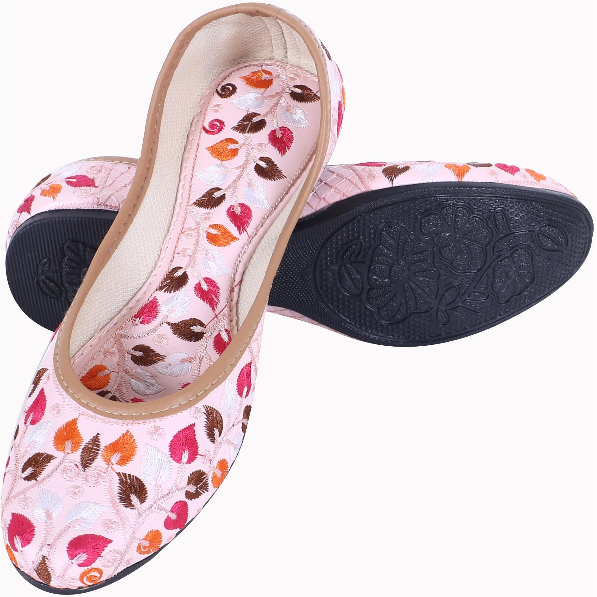DFR Woman Embroidered Punjabi Mojari Jutti Juti for Women Shoe, Color PINK6 | UK Size 6