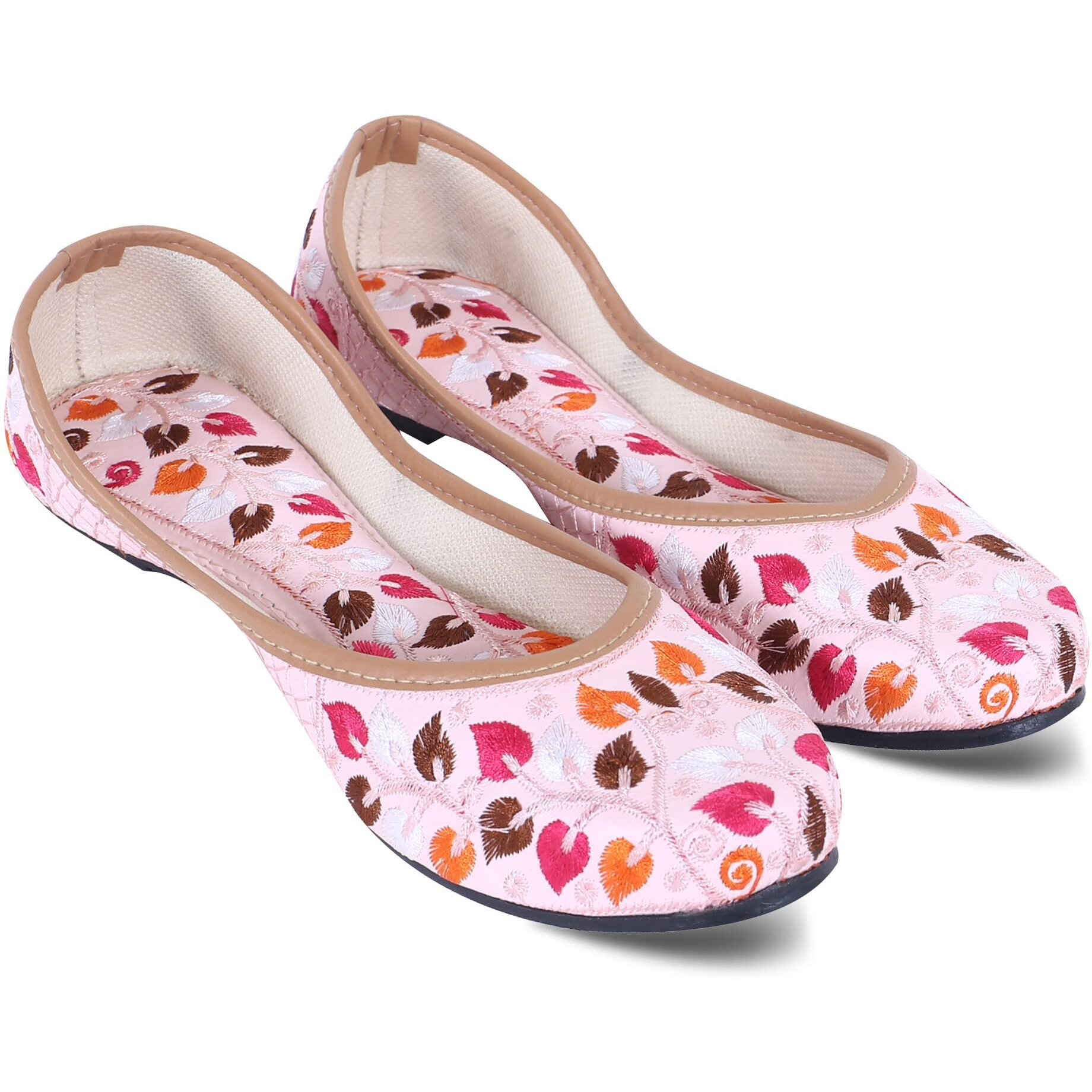 DFR Woman Embroidered Punjabi Mojari Jutti Juti for Women Shoe, Color PINK6 | UK Size 6