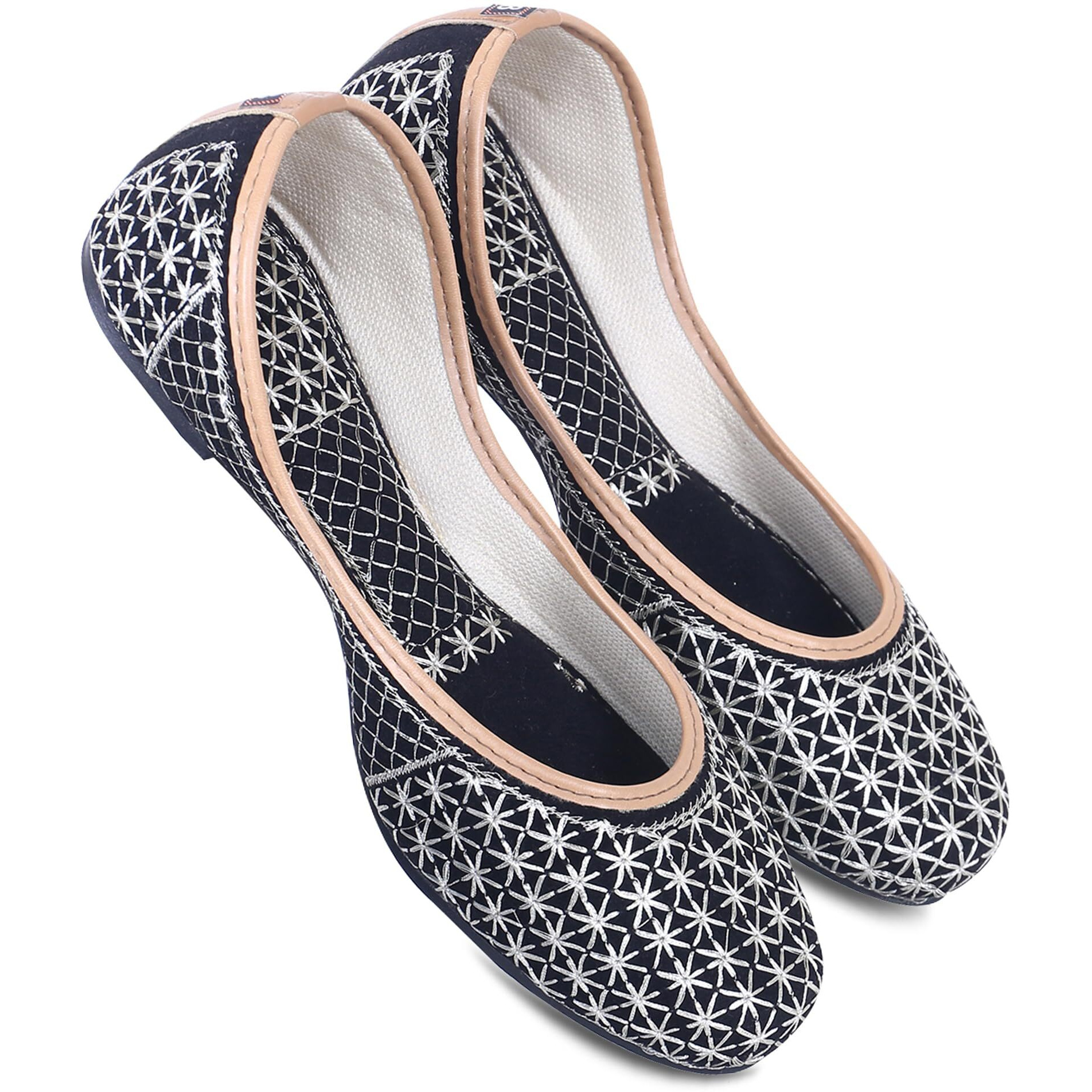 DFR Woman Embroidered Punjabi Mojari Jutti Juti for Women Shoe, Color BLACK3 | UK Size 6