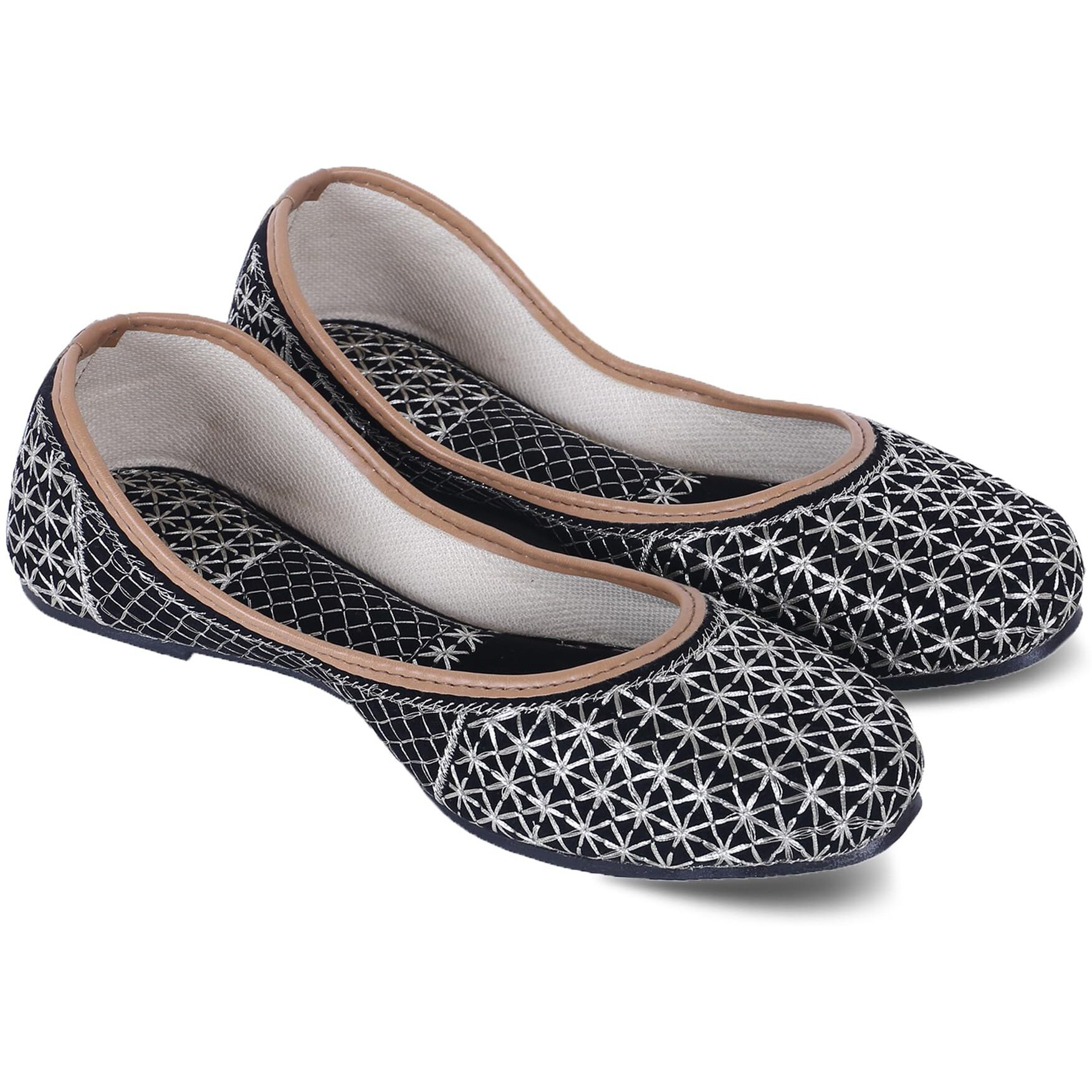 DFR Woman Embroidered Punjabi Mojari Jutti Juti for Women Shoe, Color BLACK3 | UK Size 6