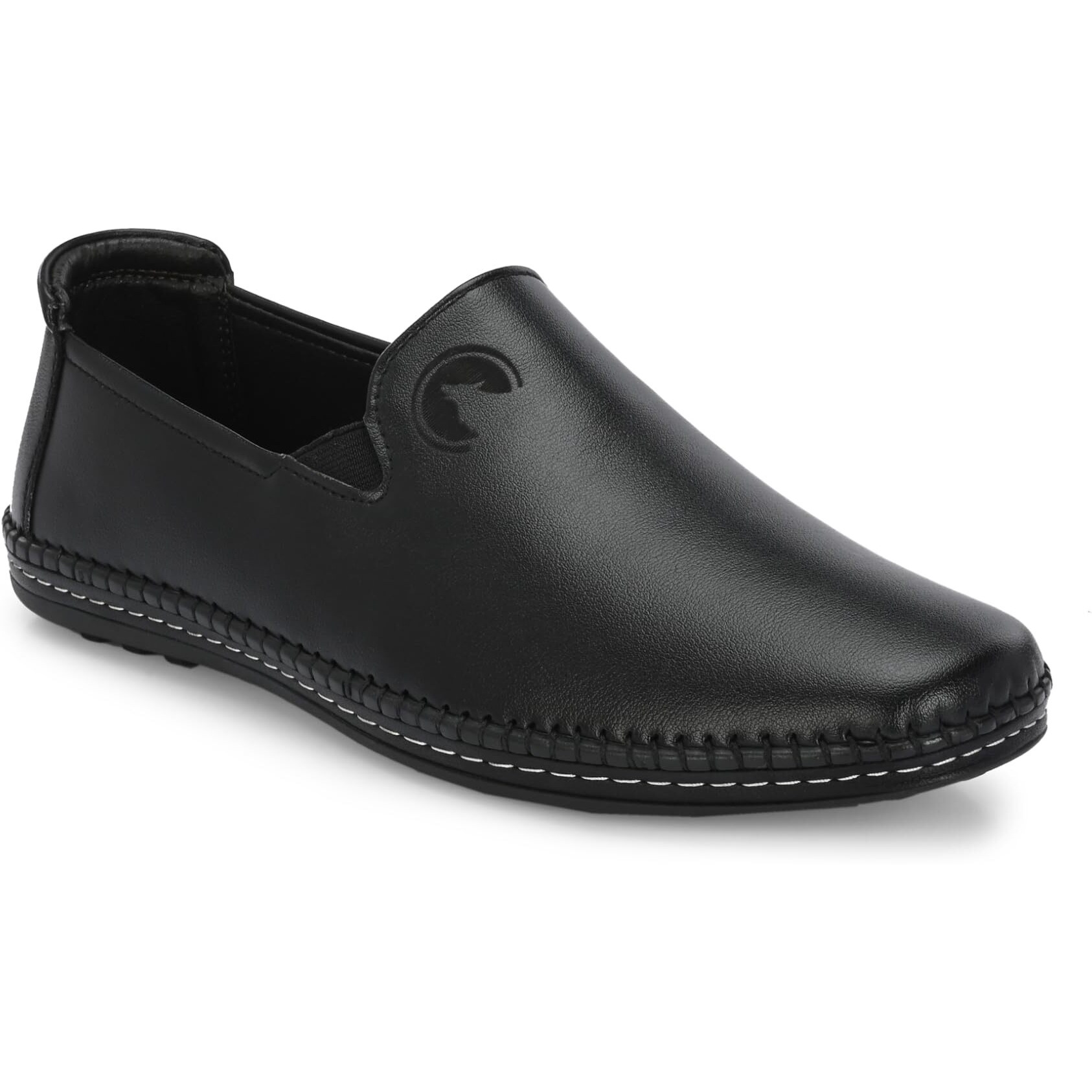 Rising Wolf Mens Boss-Grip Slip On Loafer Shoe (Black, 6)