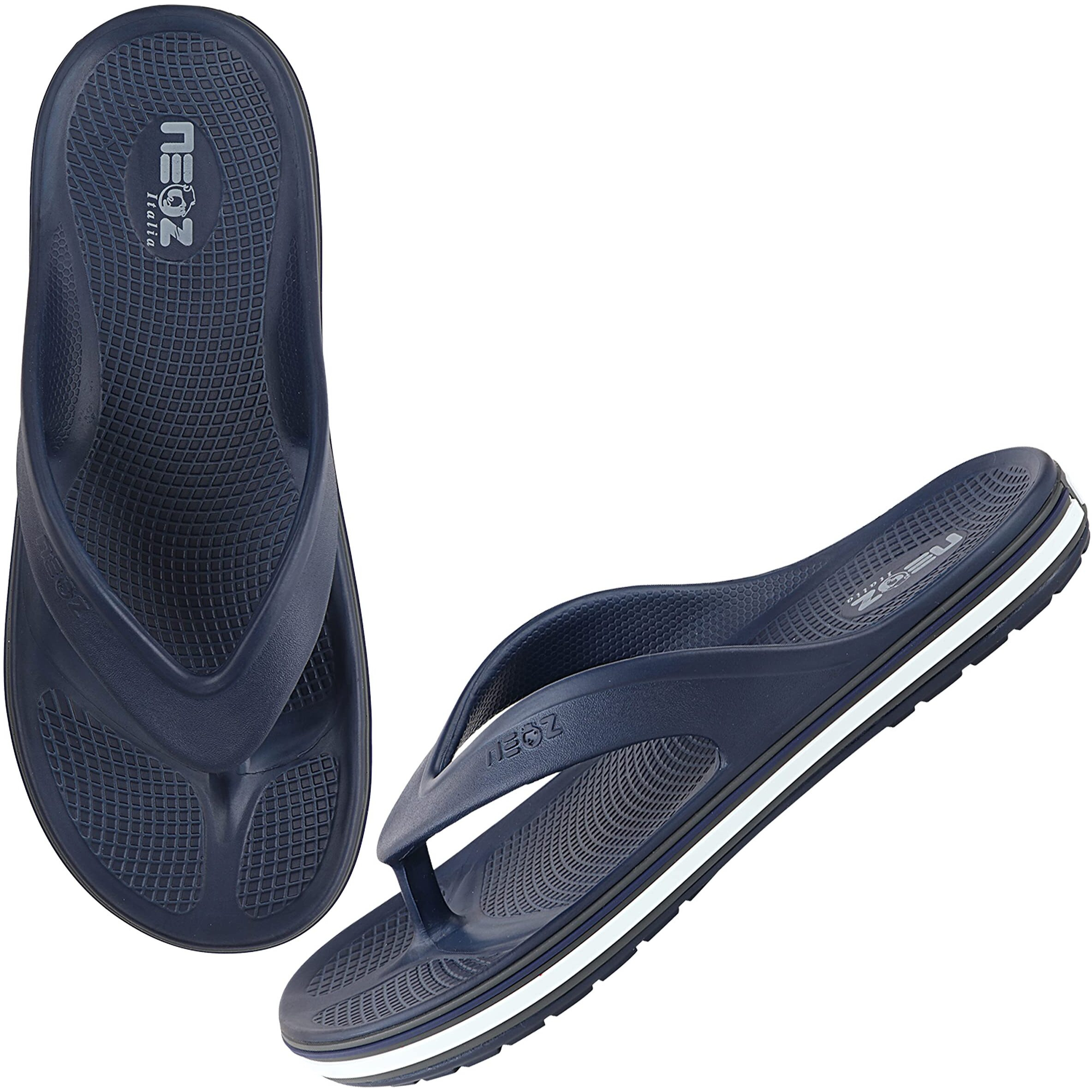 Neoz Extra Soft Men's Slippers with Cushion FootBed for Adult | Comfortable & Light Weight | Stylish & Anti-Skid | Waterproof & Regular Flip Flops for Gents/Boys, M-COOLZ-1-NAVY_6