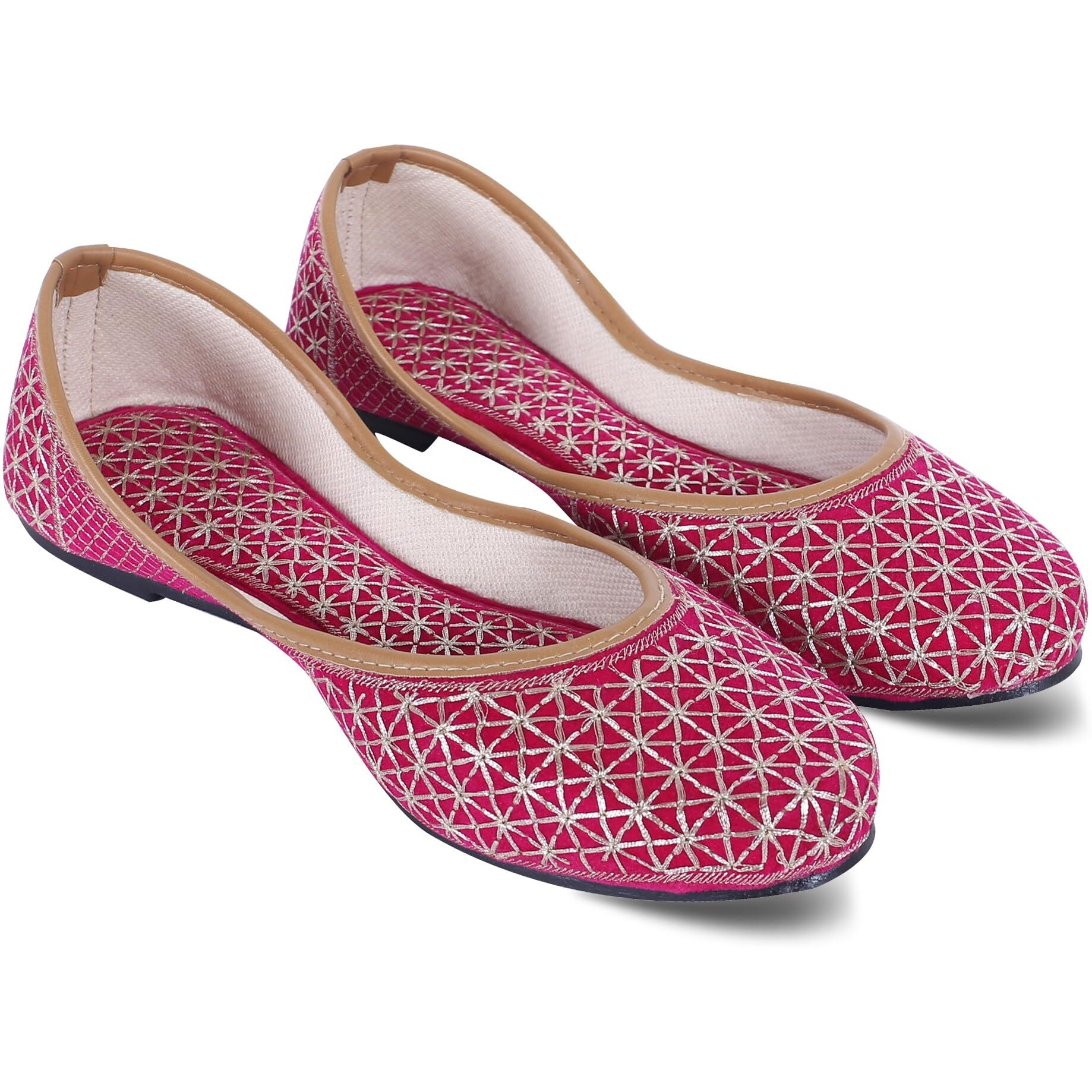 DFR Woman Embroidered Punjabi Mojari Jutti Juti for Women Shoe, Color PINK1 | UK Size 8
