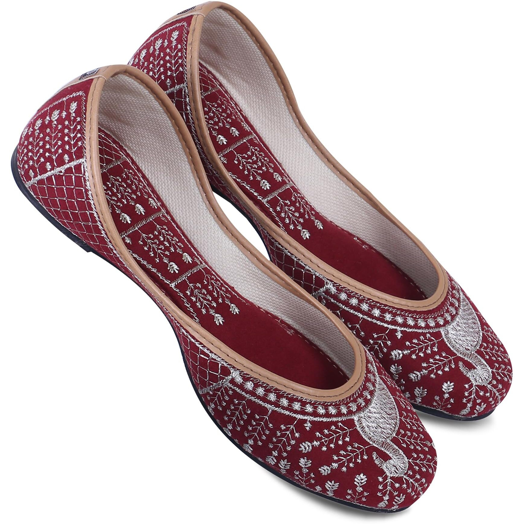 DFR Woman Embroidered Punjabi Mojari Jutti Juti for Women Shoe, Color RED2 | UK Size 6
