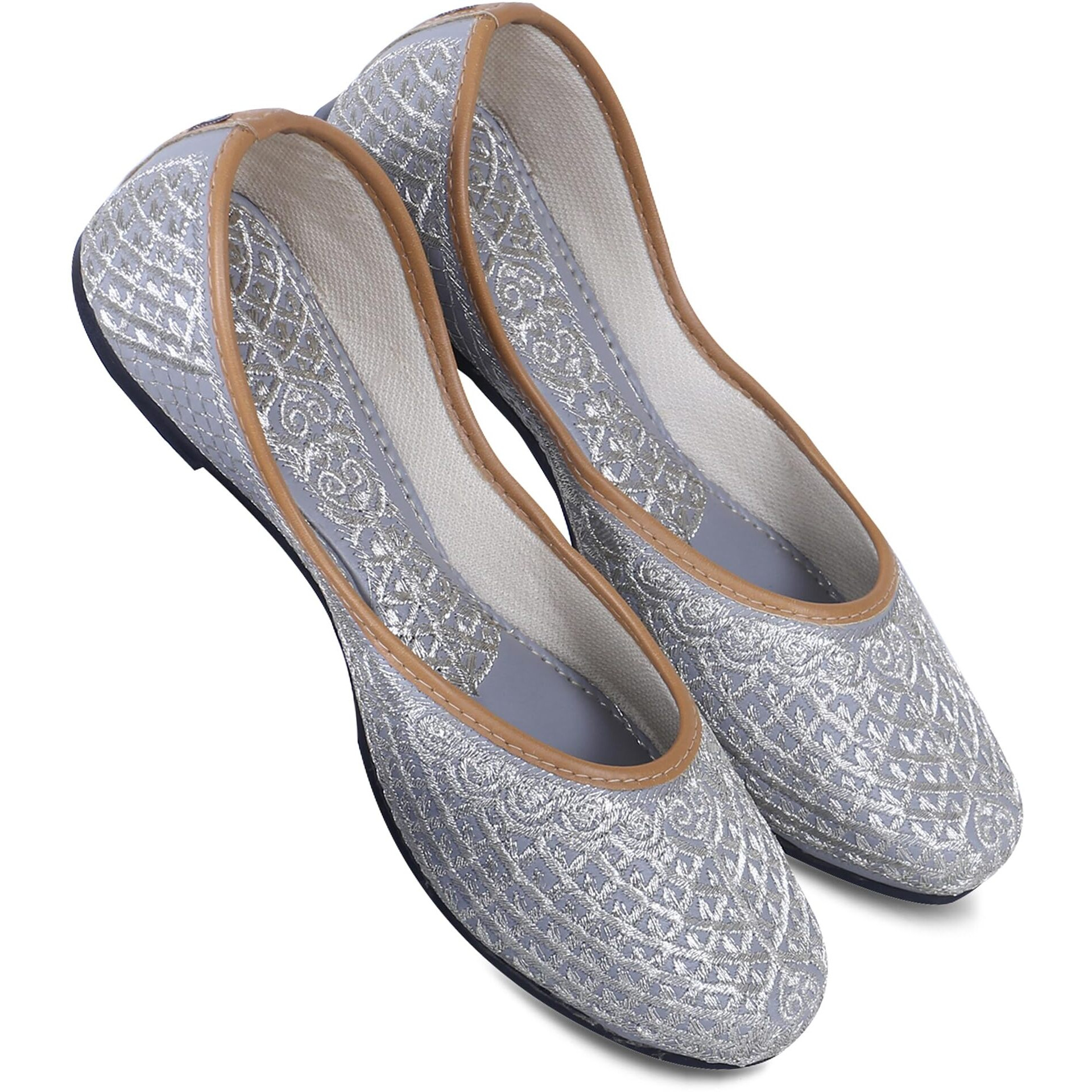 DFR Woman Embroidered Punjabi Mojari Jutti Juti for Women Shoe, Color GREY3 | UK Size 9