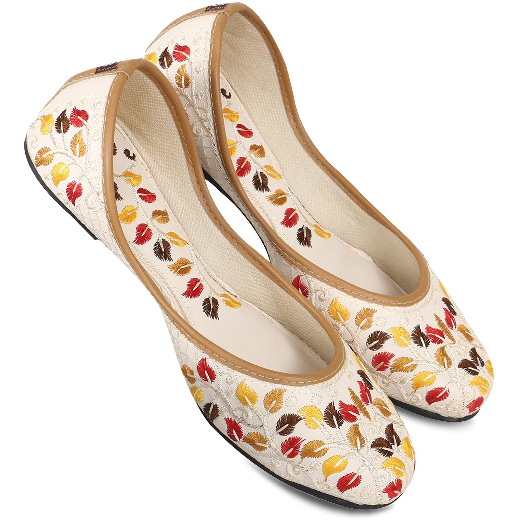 DFR Woman Embroidered Punjabi Mojari Jutti Juti for Women Shoe, Color CREAM1 | UK Size 8