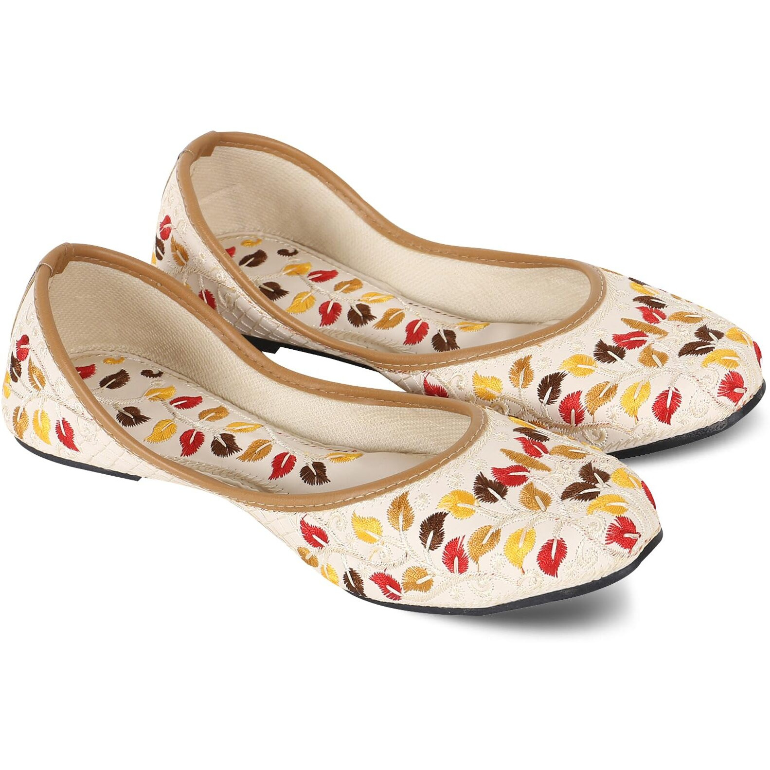 DFR Woman Embroidered Punjabi Mojari Jutti Juti for Women Shoe, Color CREAM1 | UK Size 8