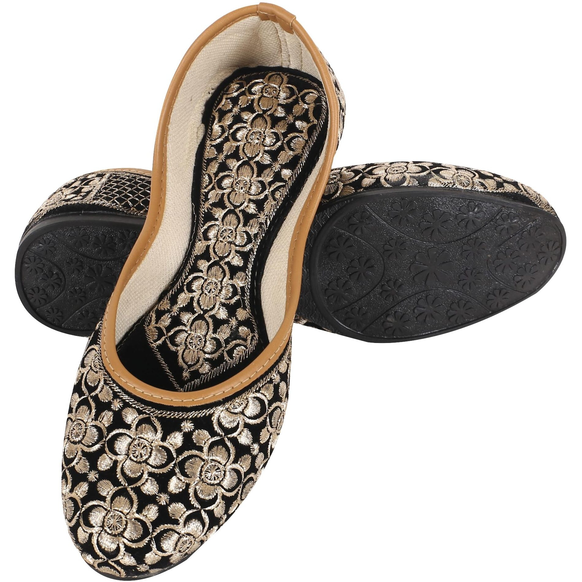 DFR Woman Embroidered Punjabi Mojari Jutti Juti for Women Shoe, Color BLACK4 | UK Size 5