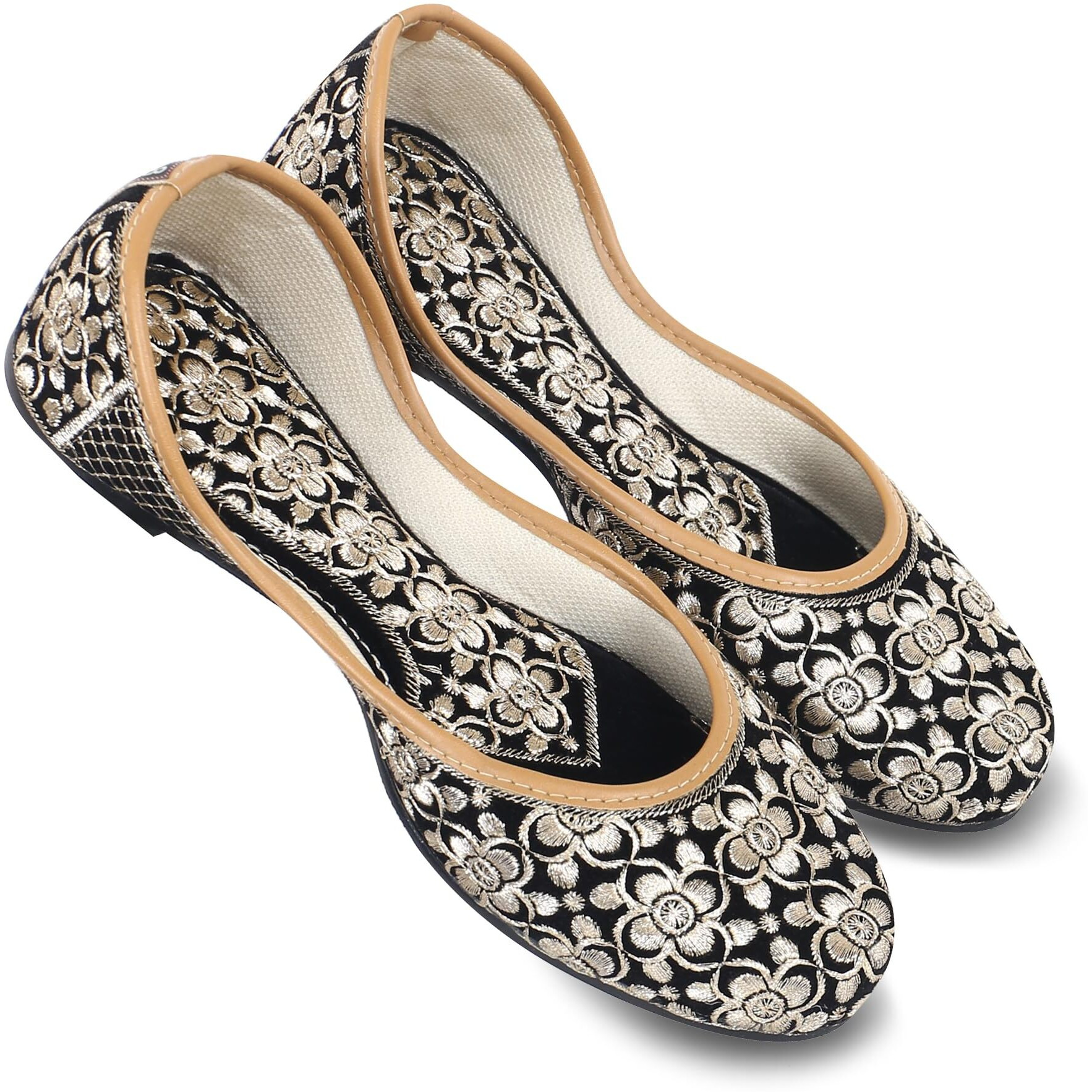 DFR Woman Embroidered Punjabi Mojari Jutti Juti for Women Shoe, Color BLACK4 | UK Size 5