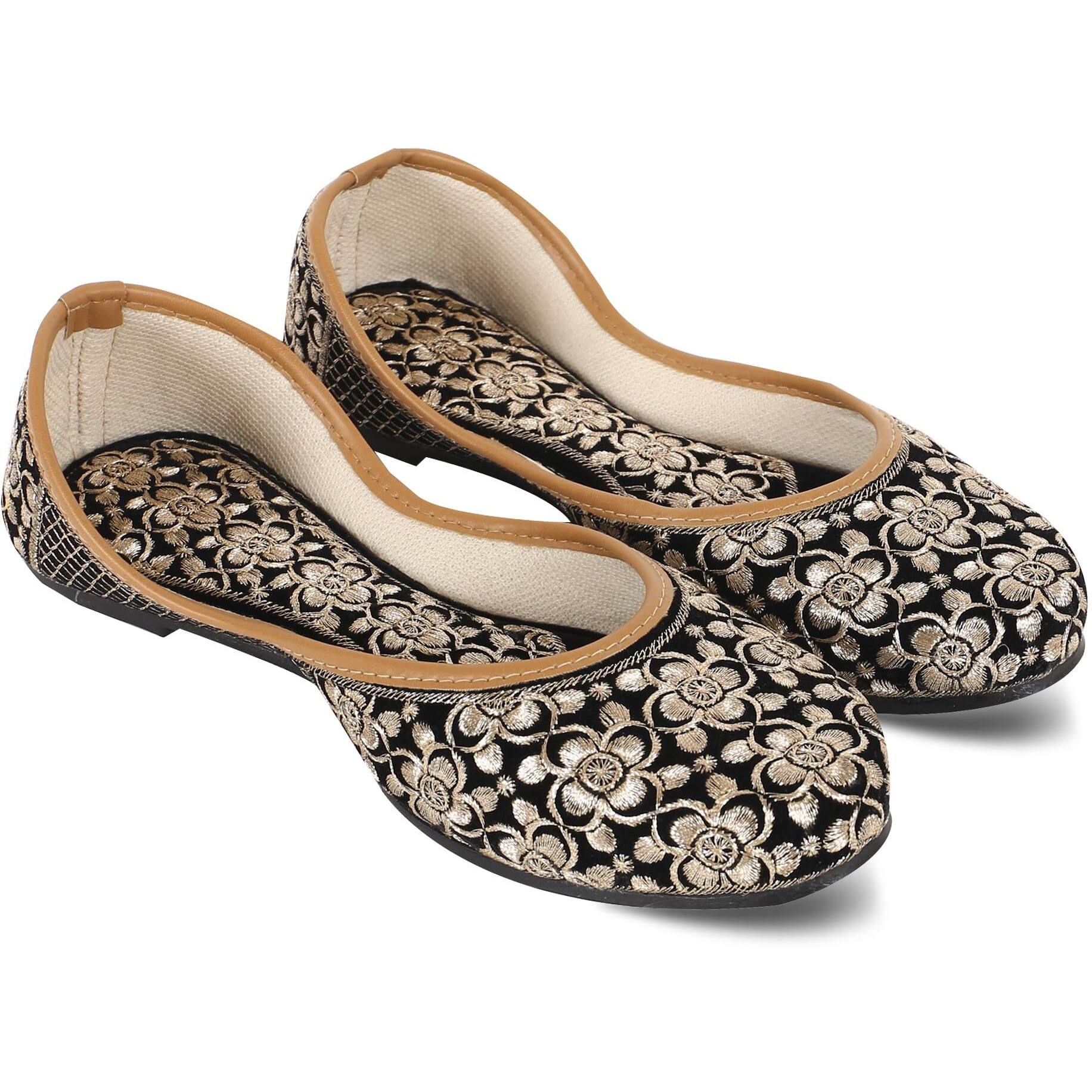 DFR Woman Embroidered Punjabi Mojari Jutti Juti for Women Shoe, Color BLACK4 | UK Size 5