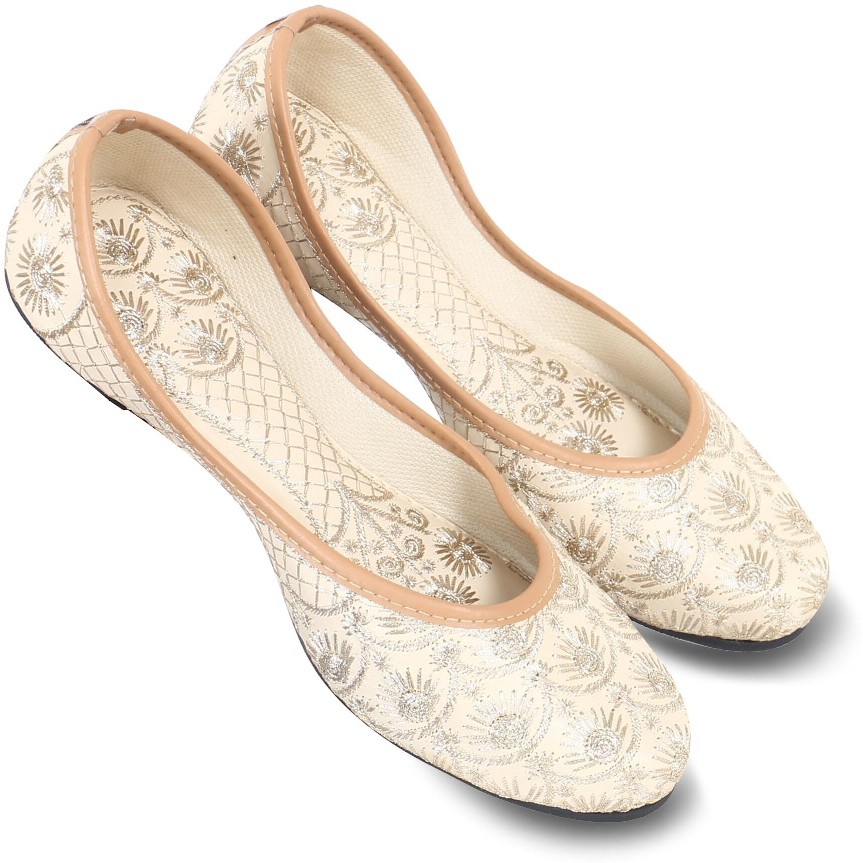 DFR Woman Embroidered Punjabi Mojari Jutti Juti for Women Shoe, Color GOLD1 | UK Size 7