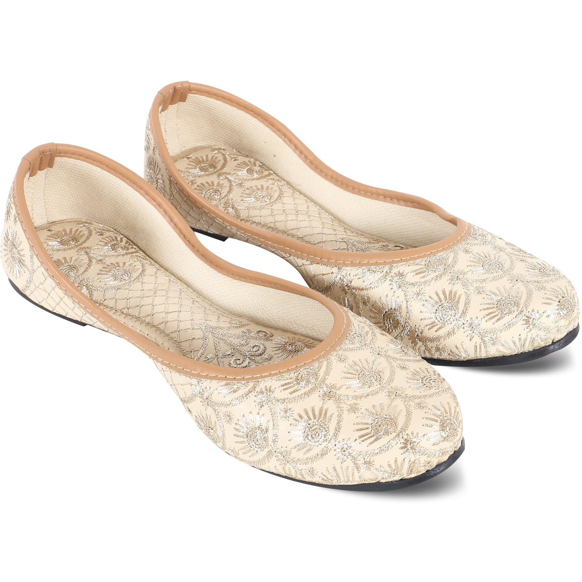 DFR Woman Embroidered Punjabi Mojari Jutti Juti for Women Shoe, Color GOLD1 | UK Size 7