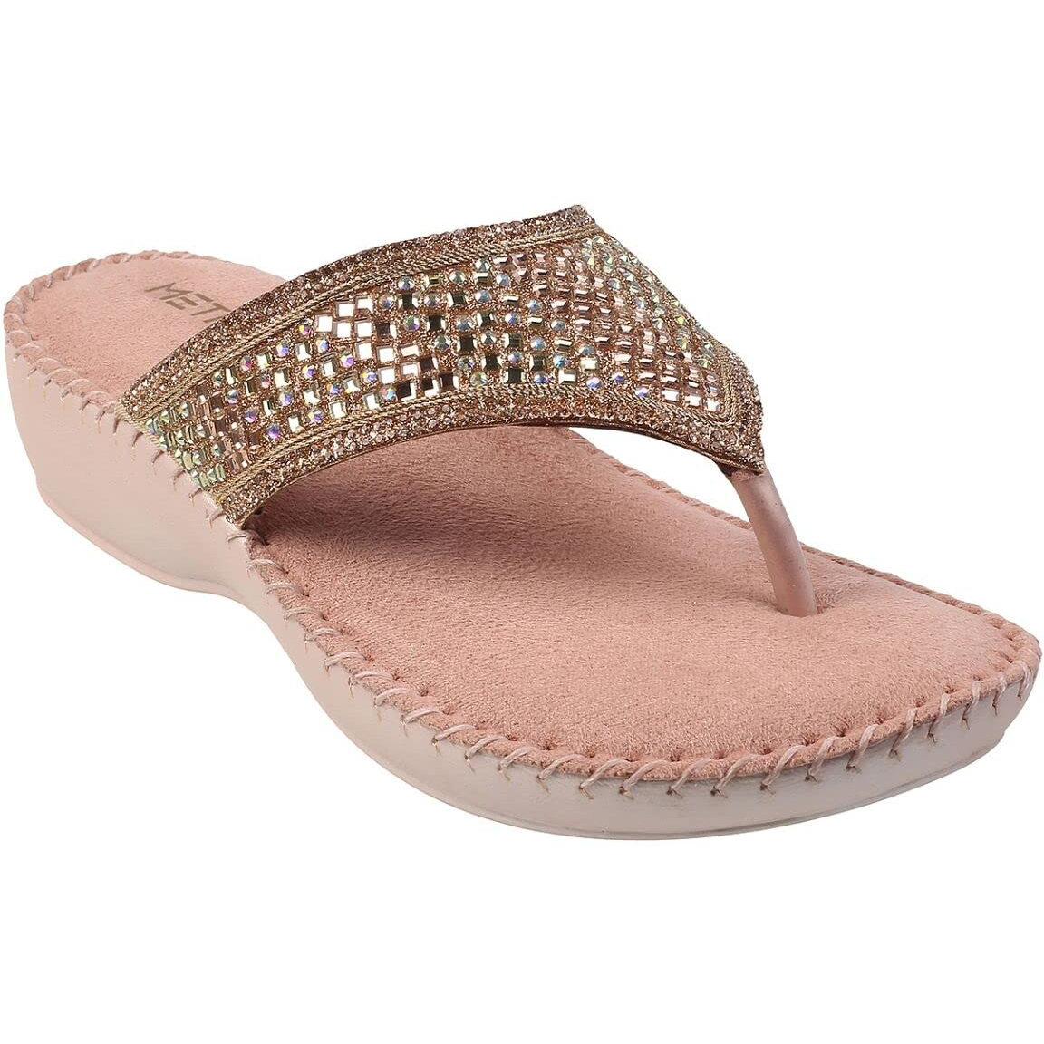 Mochi Women Rose Gold Suede Leather Comfort Slip-on Sandal UK/5 EU/38 (44-8)