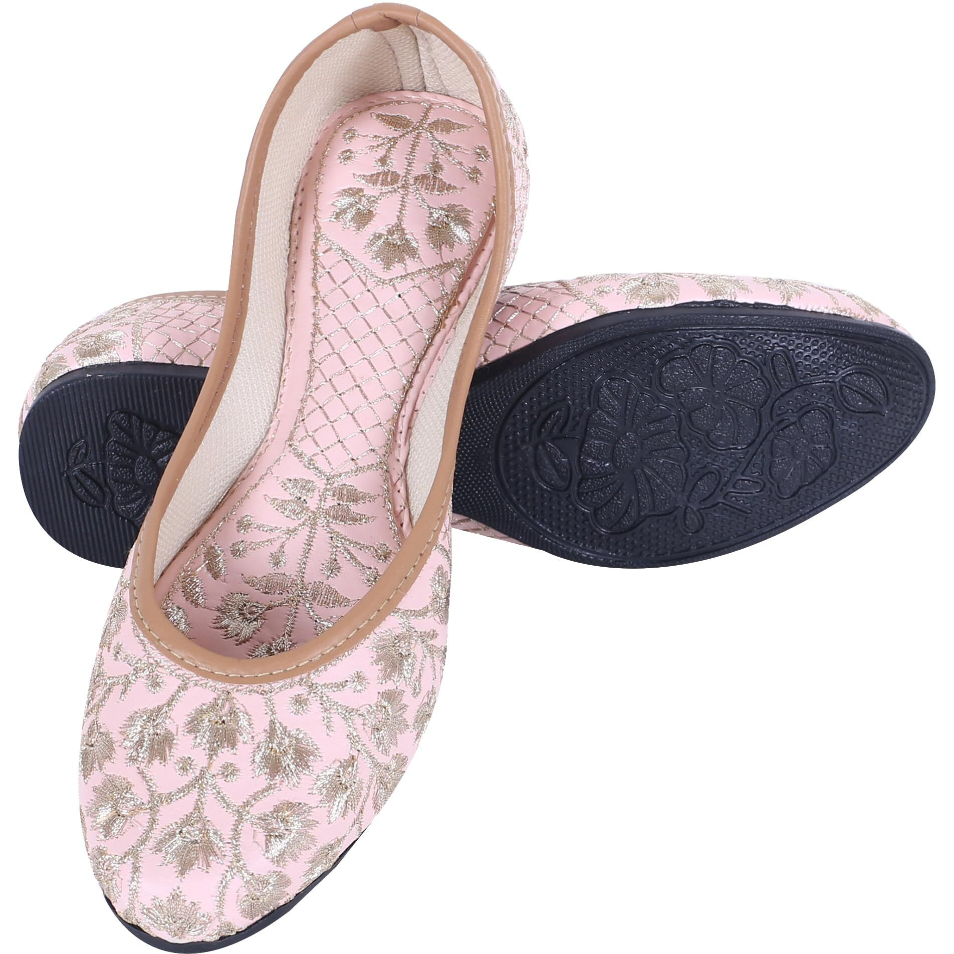 DFR Woman Embroidered Punjabi Mojari Jutti Juti for Women Shoe, Color PINK5 | UK Size 6