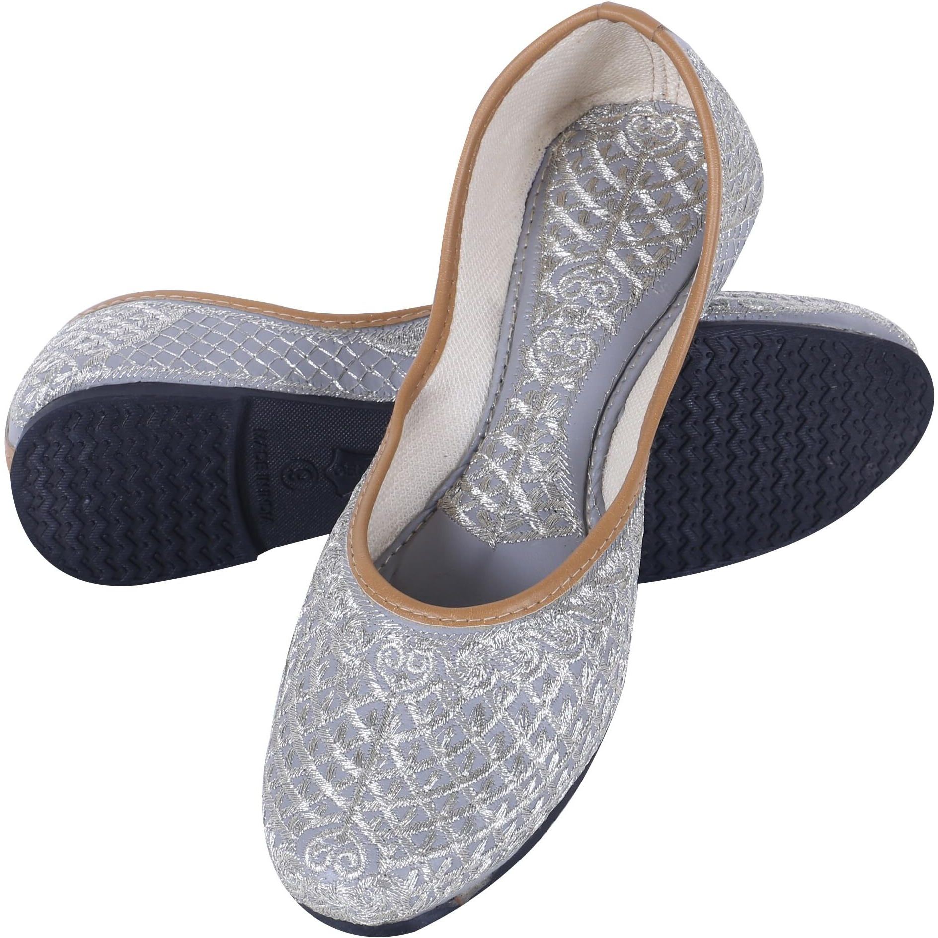 DFR Woman Embroidered Punjabi Mojari Jutti Juti for Women Shoe, Color GREY3 | UK Size 6.5