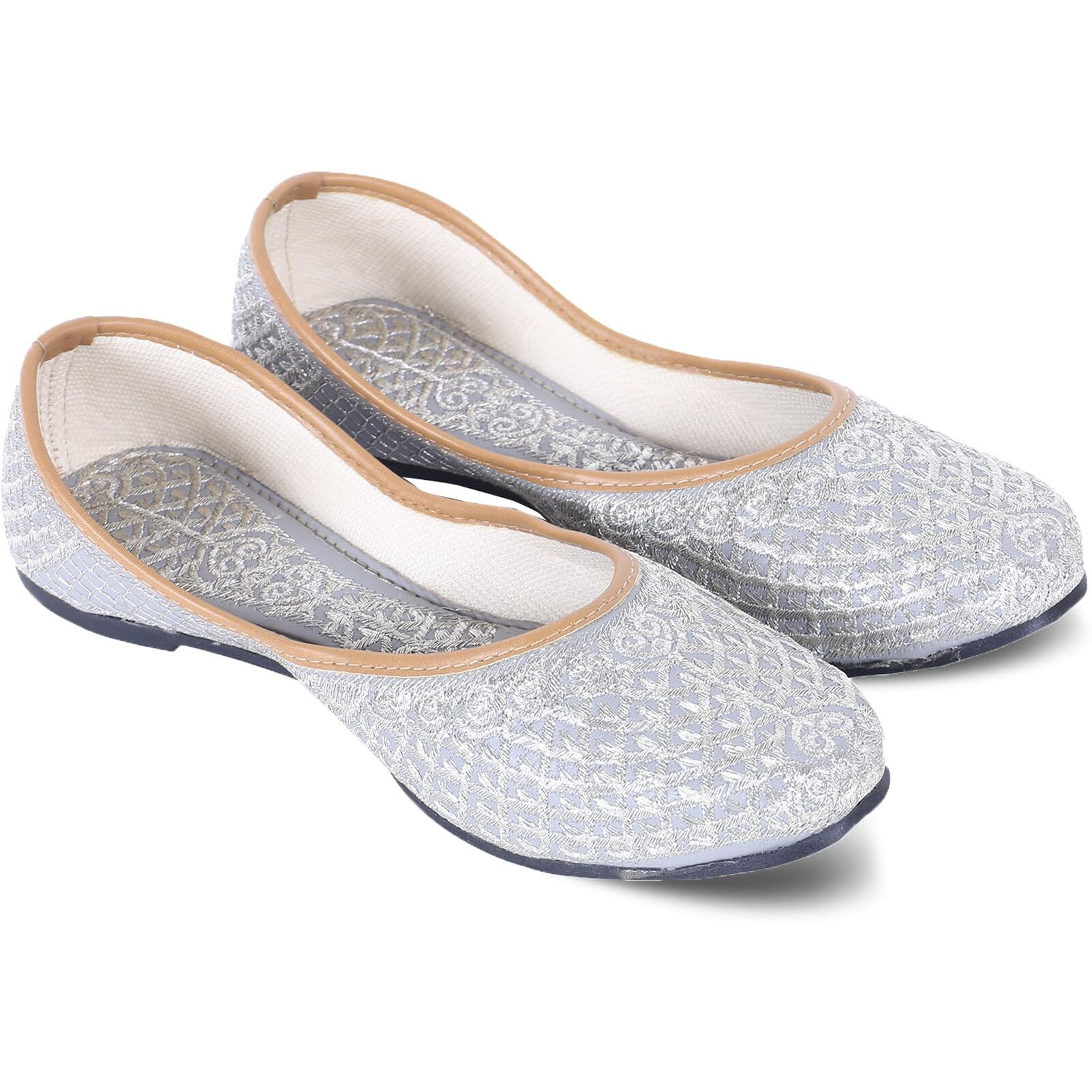 DFR Woman Embroidered Punjabi Mojari Jutti Juti for Women Shoe, Color GREY3 | UK Size 6.5