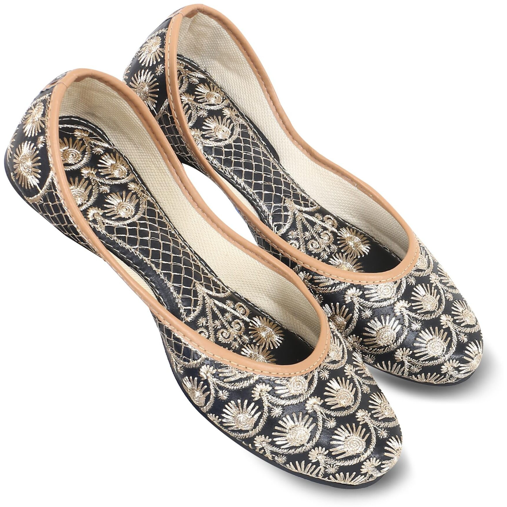 DFR Woman Embroidered Punjabi Mojari Jutti Juti for Women Shoe, Color BLACK7 | UK Size 5