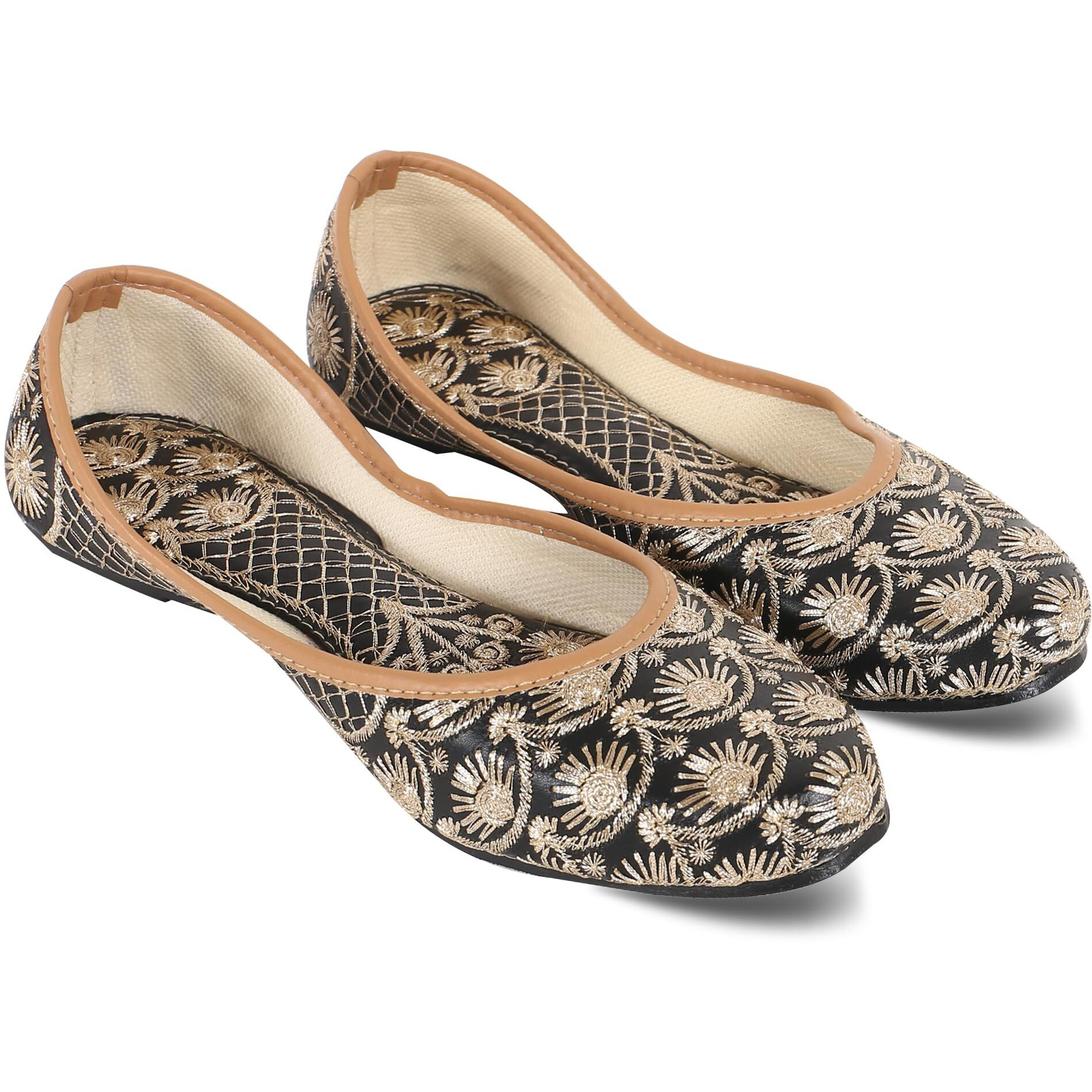DFR Woman Embroidered Punjabi Mojari Jutti Juti for Women Shoe, Color BLACK7 | UK Size 5