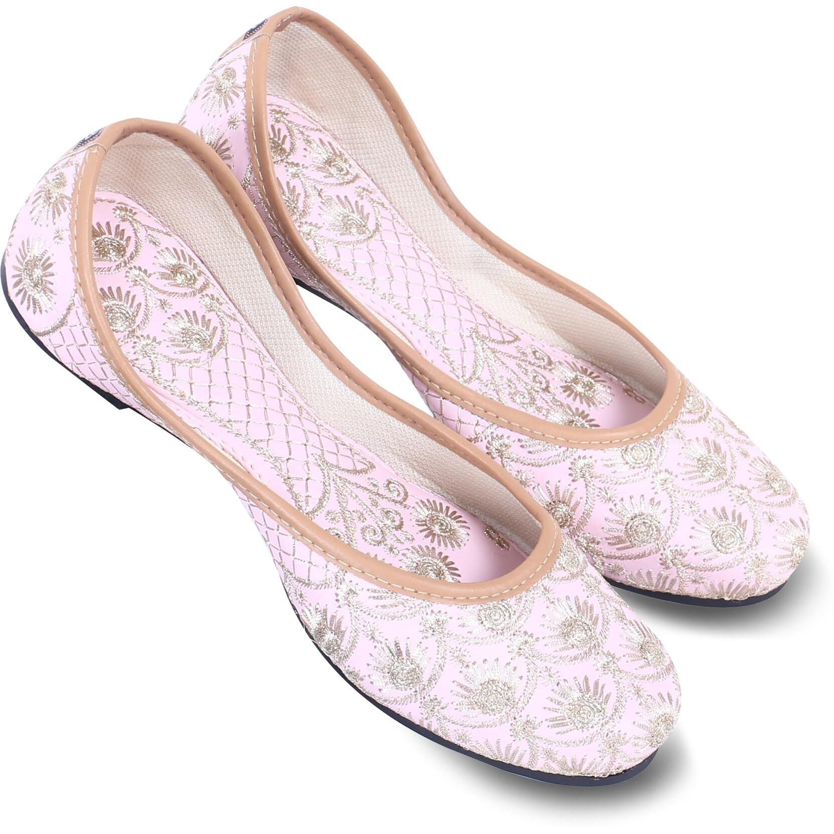 DFR Woman Embroidered Punjabi Mojari Jutti Juti for Women Shoe, Color PINK2 | UK Size 4